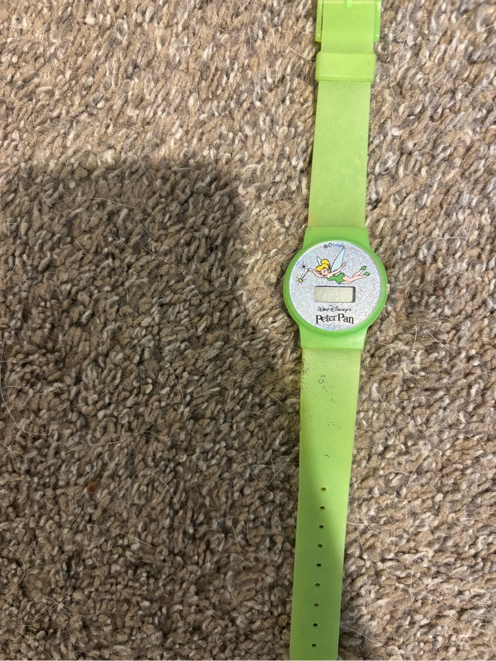 Vintage Disney tinker bell Lime Green Kids Silicone Watch with Character Face